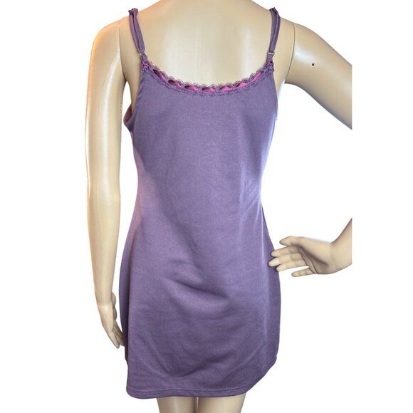 Sleeveless Slotted Ribbon Lace Trim Mini Dress Purple Bella Swan Dark Y2k - Picture 4 of 5